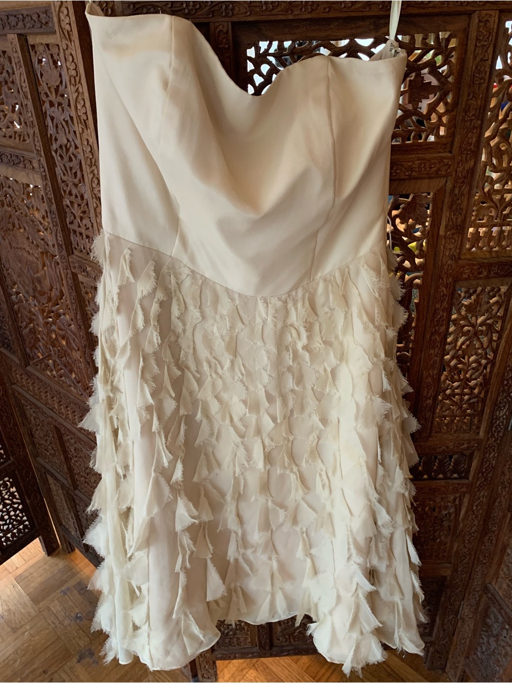 White House Black Market Ivory Strapless A-Line Dress
